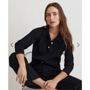 Madewell Black Ribbed Blouse